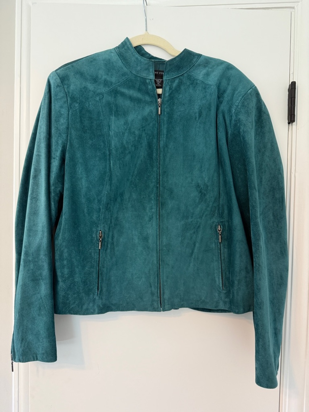 Valerie Stevens Teal Suede Zip-Front Jacket